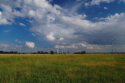 Blick zu den Windrädern